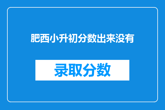 肥西小升初分数出来没有