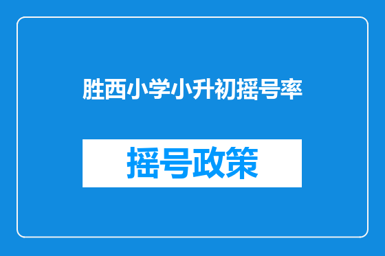 胜西小学小升初摇号率