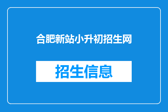 合肥新站小升初招生网