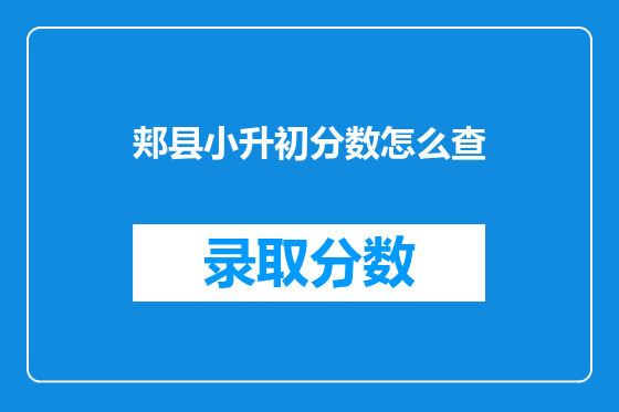 郏县小升初分数怎么查