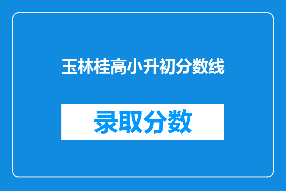 玉林桂高小升初分数线
