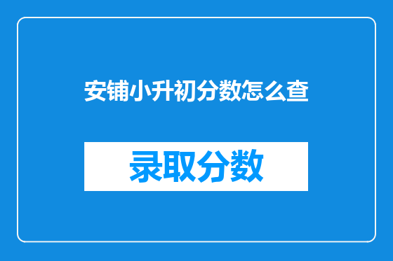 安铺小升初分数怎么查