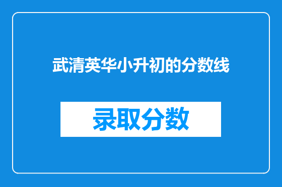 武清英华小升初的分数线