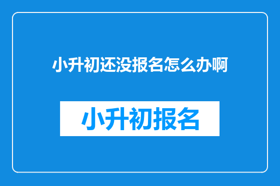 小升初还没报名怎么办啊