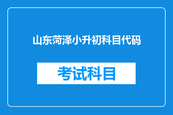山东菏泽小升初科目代码