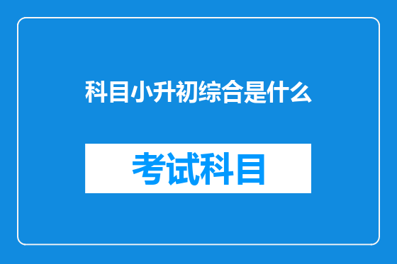 科目小升初综合是什么