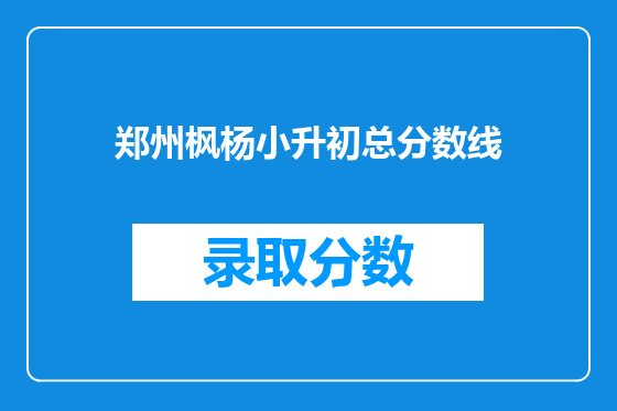 郑州枫杨小升初总分数线