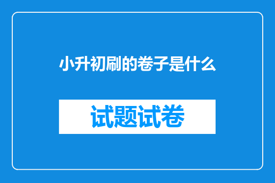 小升初刷的卷子是什么