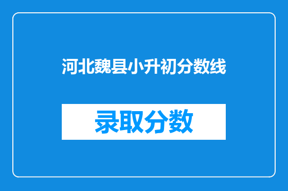 河北魏县小升初分数线