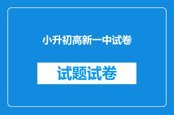 小升初高新一中试卷