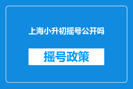 上海小升初摇号公开吗