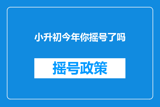 小升初今年你摇号了吗