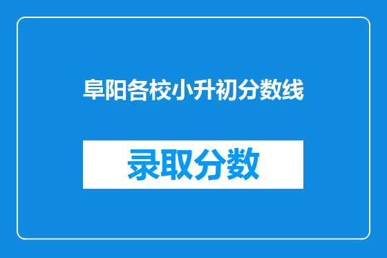 阜阳各校小升初分数线