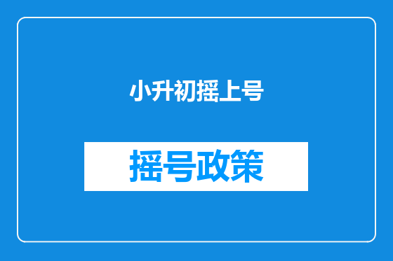 小升初摇上号