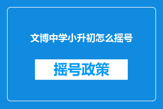 文博中学小升初怎么摇号