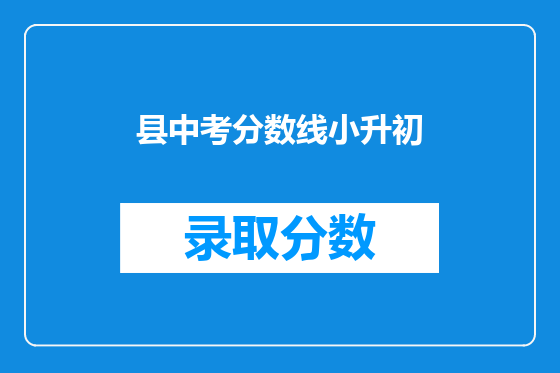 县中考分数线小升初