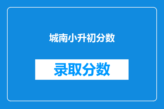 城南小升初分数