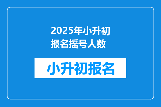 2025年小升初报名摇号人数