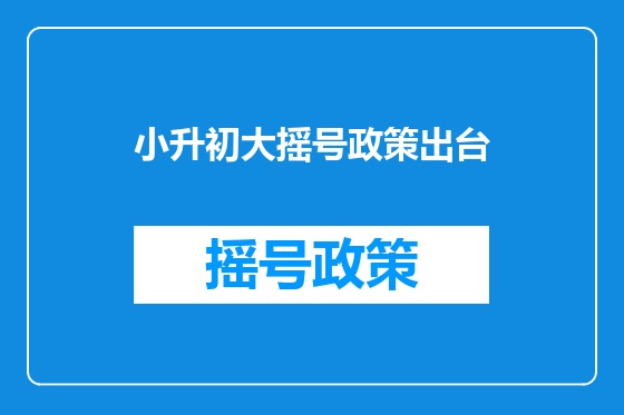 小升初大摇号政策出台