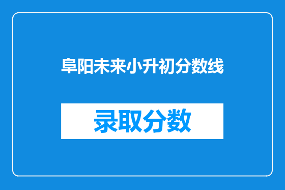 阜阳未来小升初分数线