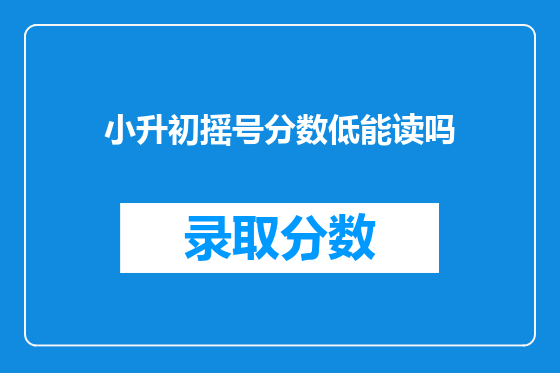 小升初摇号分数低能读吗