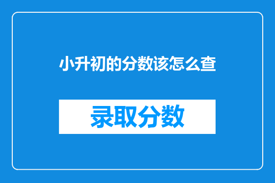 小升初的分数该怎么查