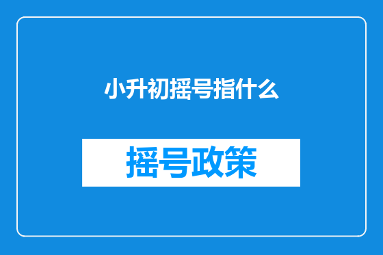 小升初摇号指什么