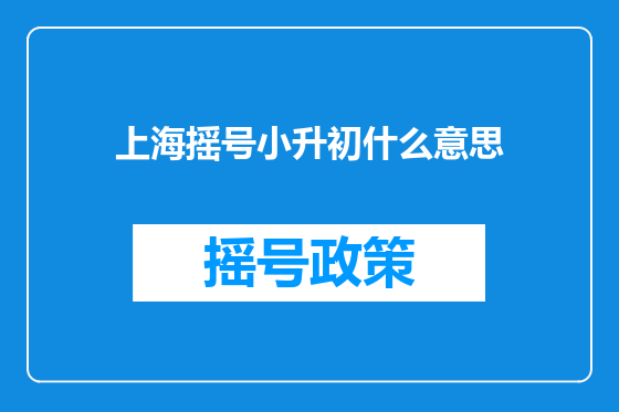 上海摇号小升初什么意思