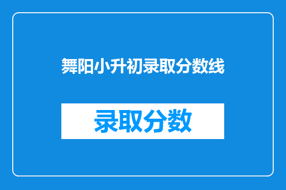 舞阳小升初录取分数线