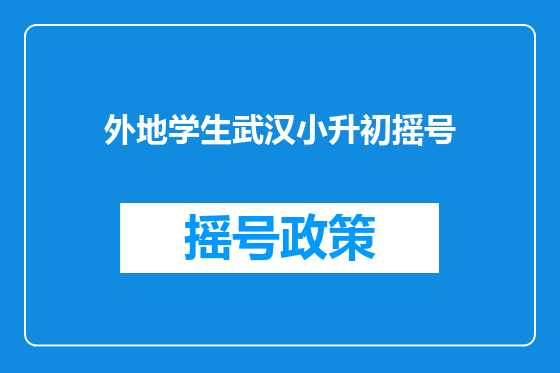 外地学生武汉小升初摇号