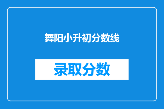 舞阳小升初分数线
