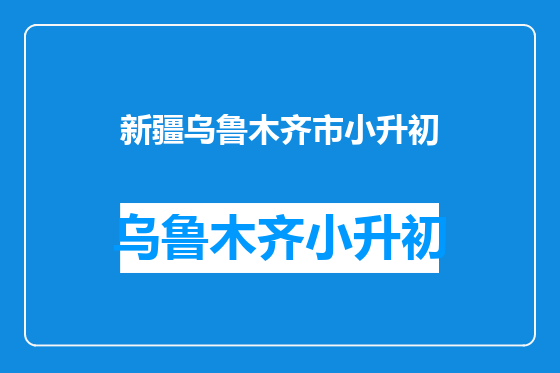 新疆乌鲁木齐市小升初