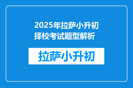 2025年拉萨小升初择校考试题型解析
