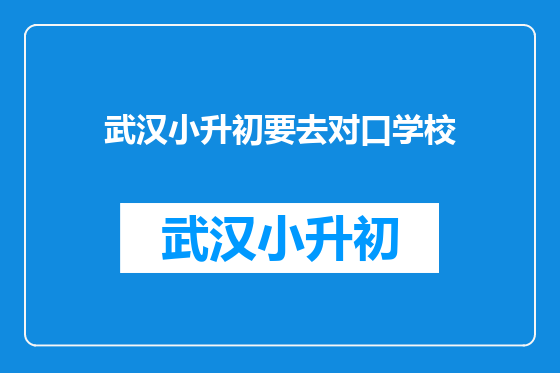 武汉小升初要去对口学校