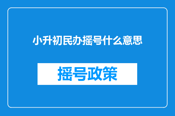 小升初民办摇号什么意思