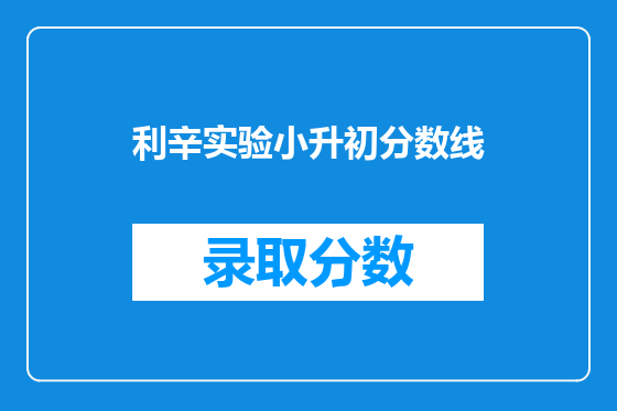 利辛实验小升初分数线
