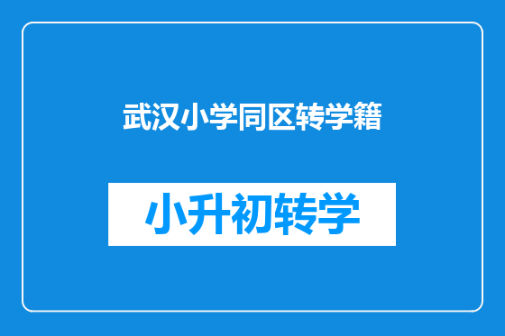 武汉小学同区转学籍