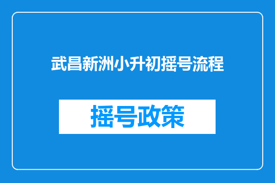 武昌新洲小升初摇号流程