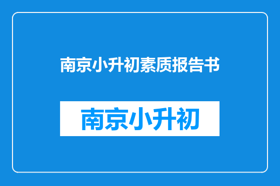 南京小升初素质报告书