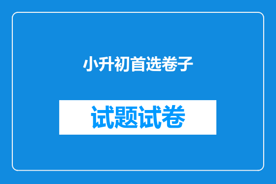 小升初首选卷子