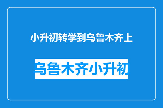 小升初转学到乌鲁木齐上