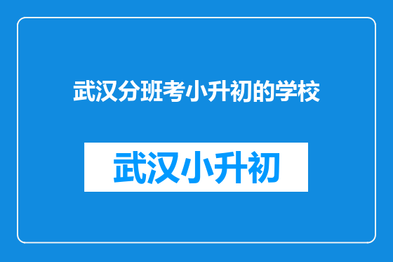 武汉分班考小升初的学校