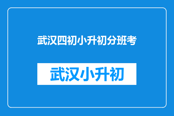 武汉四初小升初分班考
