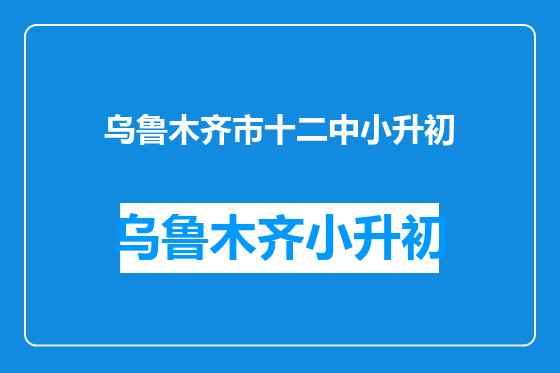 乌鲁木齐市十二中小升初