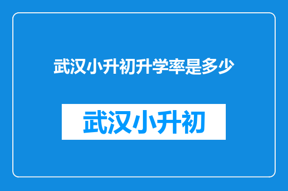 武汉小升初升学率是多少