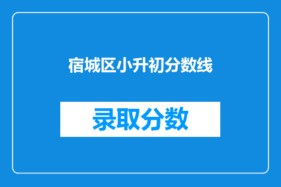宿城区小升初分数线
