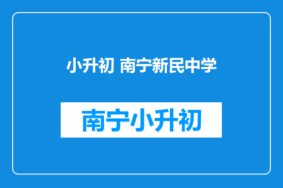 小升初 南宁新民中学