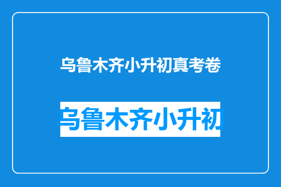 乌鲁木齐小升初真考卷