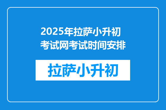 2025年拉萨小升初考试网考试时间安排