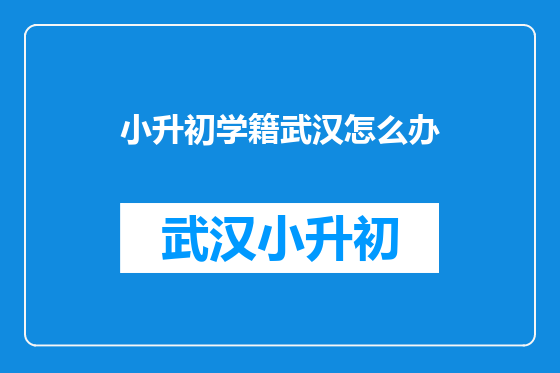小升初学籍武汉怎么办